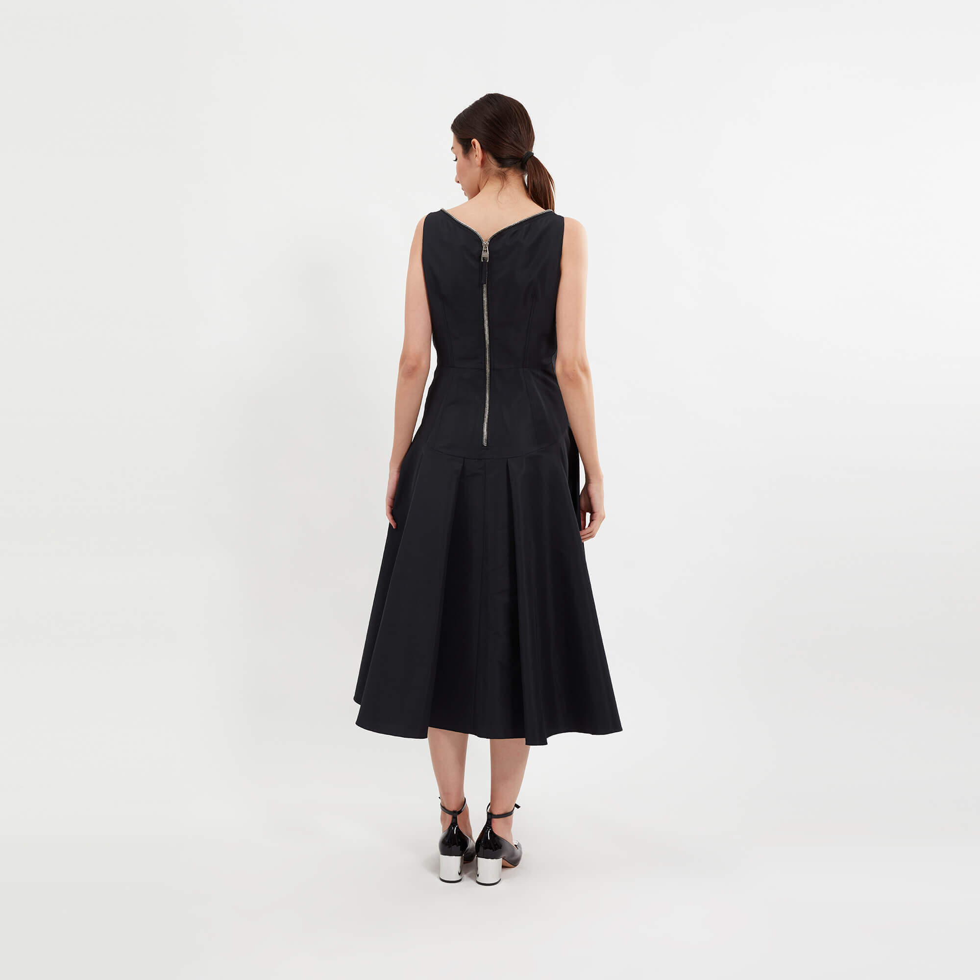 Alexander McQueen - Black Polyester Front Zip Parachute Midi Dress